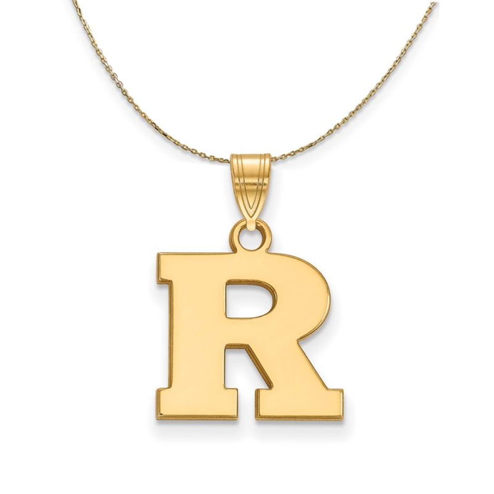 14k Yellow Gold Rutgers Small Initial R Necklace - 22 Inch